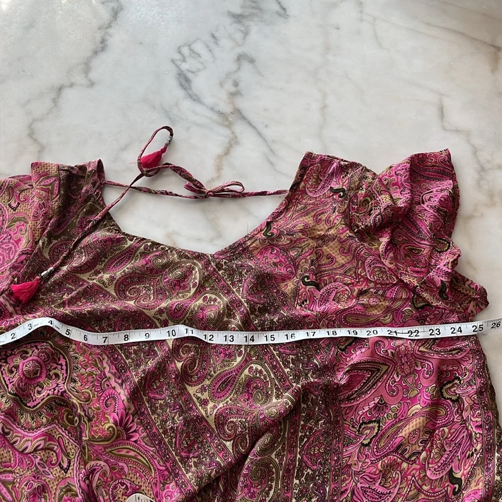 Bohemian flared paisley pink maxi dress one size 100% Viscose - Picture 15 of 17